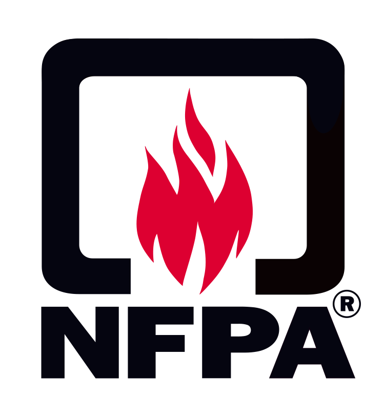NFPA logo with a red flame inside a black frame and bold black letters