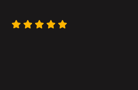 Four yellow stars on a black background, indicating a five-star rating.
