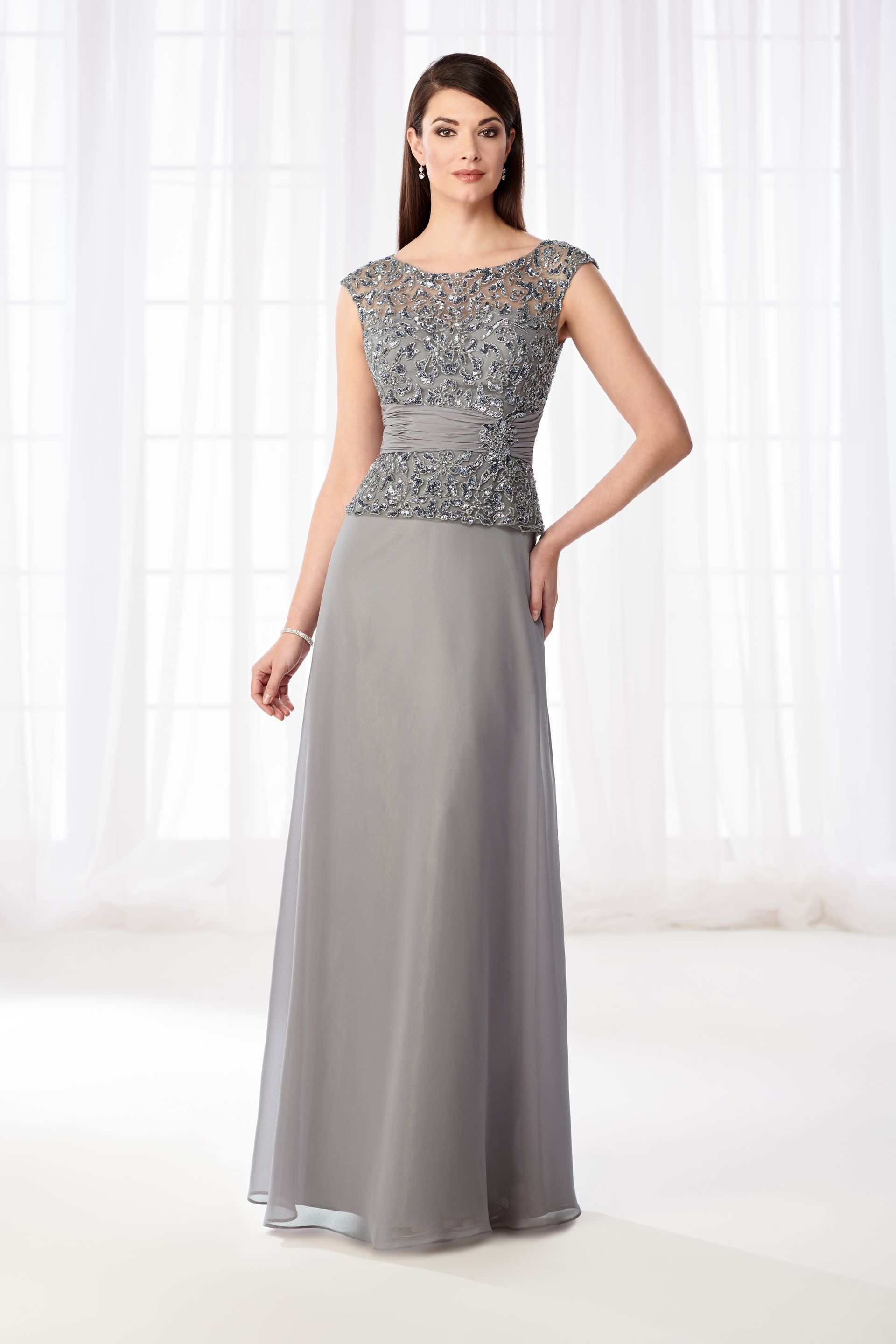 Mother of the bride a-line dress by designer Cameron Blake at Fifi's Bridal in Elmhurst, IL