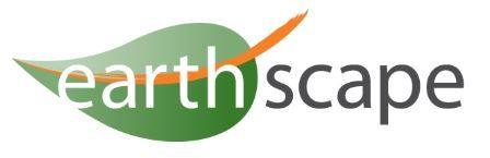 Logo with green leaf and orange line, the word 