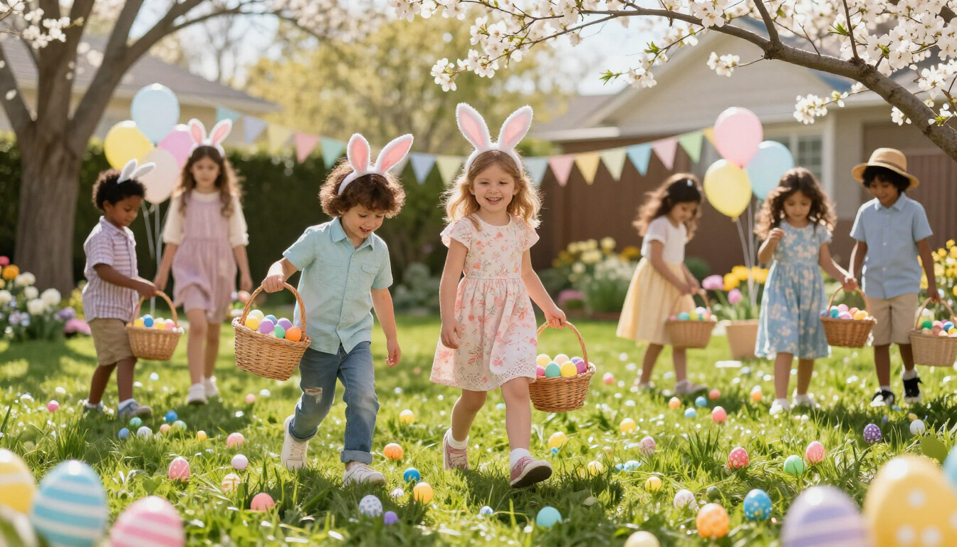 Easter Egg Hunt Yard Scene