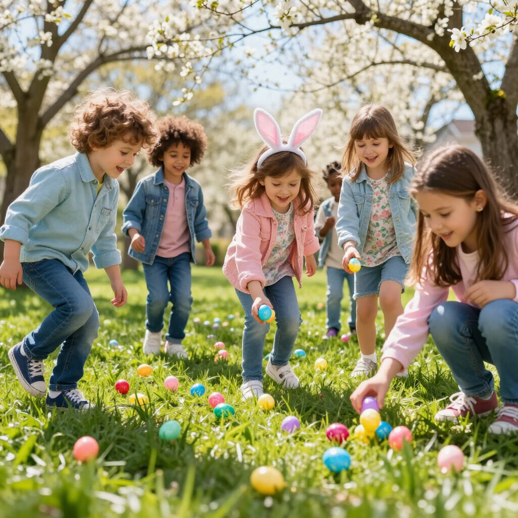 Children enjoying Easter egg hunt