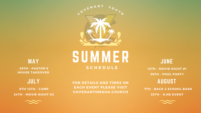 Youth Summer schedule - Gospel of John - Fremont, NE