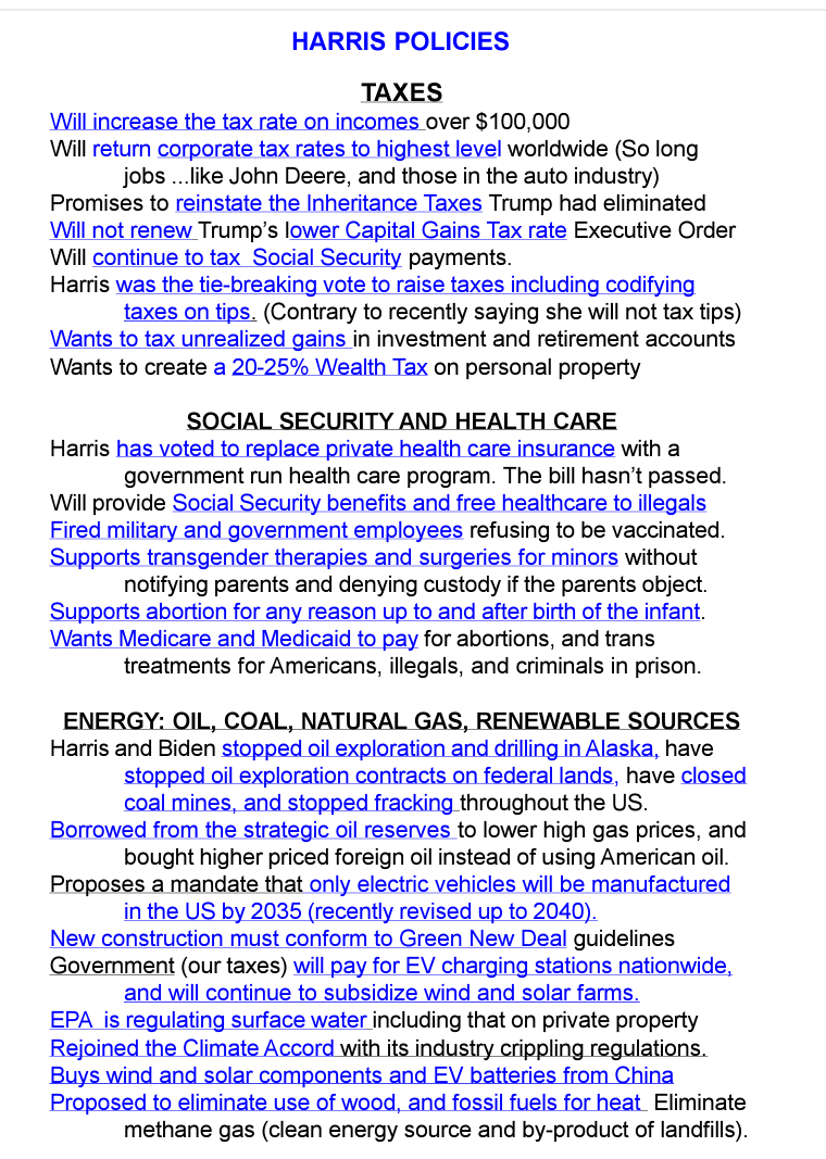 Harper Police informational flyer with tax and social security health care notice in blue and black text