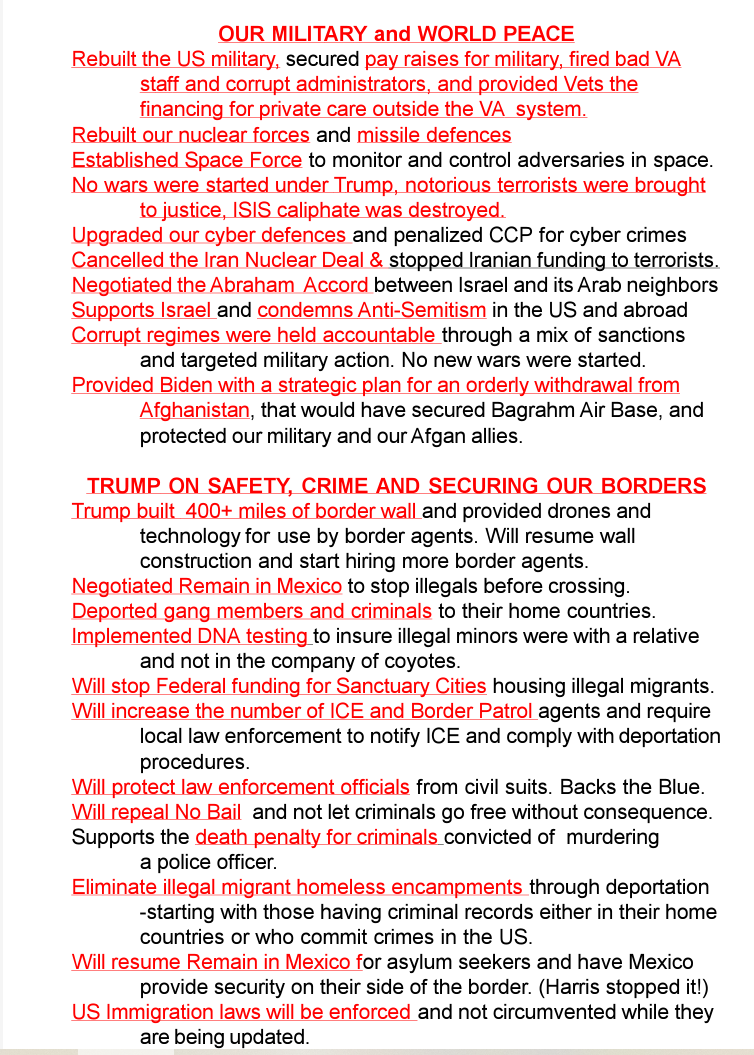 Blurred red-and-black text poster with multiple paragraphs and headings on a white background.
