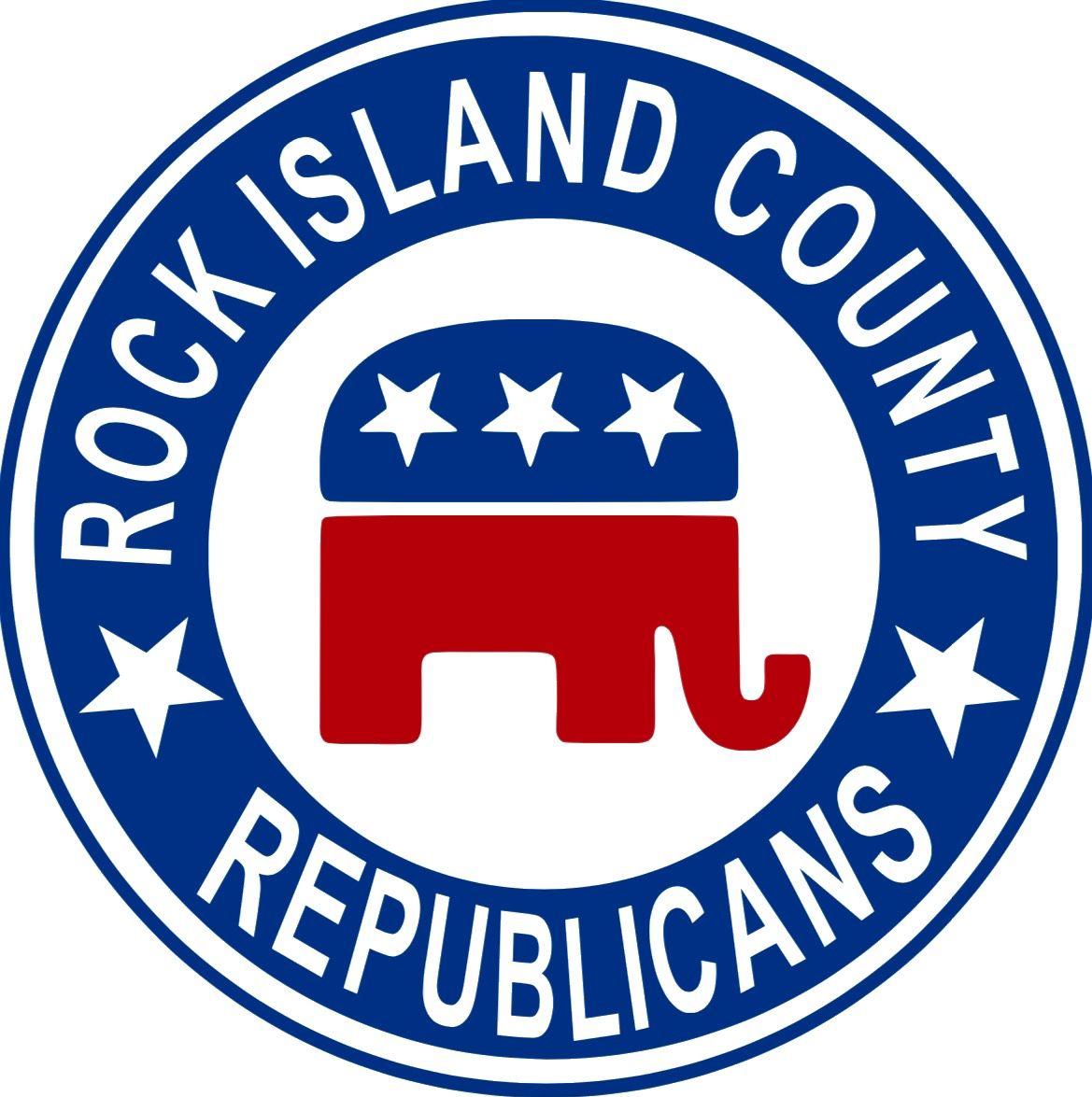 Rock Island County Republicans logo with red, white, and blue elephant emblem