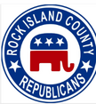 Rock Island County Republicans logo with red, white, and blue elephant emblem