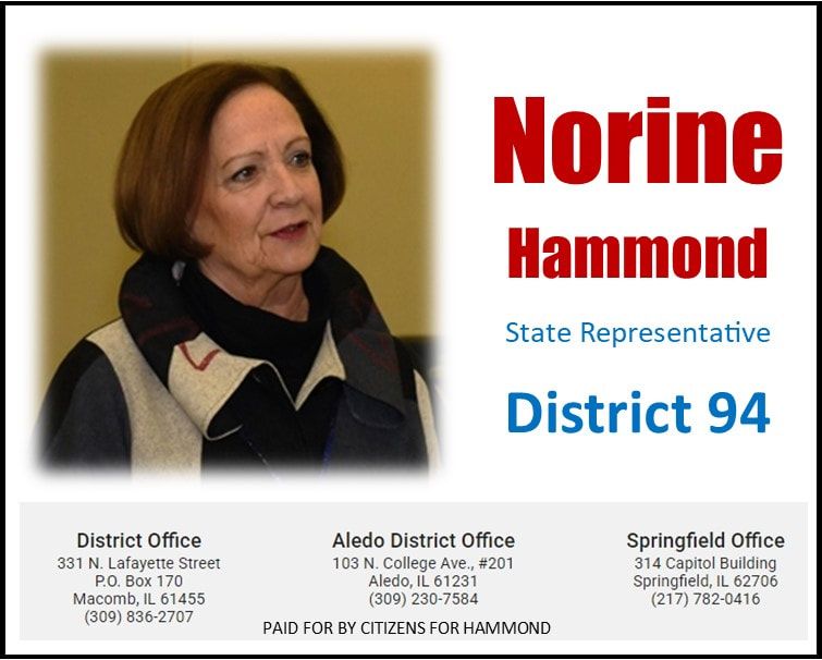 Campaign flyer for Norine Hammond, State Representative, District 94, with portrait and office contact details