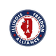 Illinois Fire Alliance circular logo with blue outer ring and red center with white torch icon
