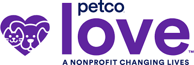 A purple logo for petco love a nonprofit changing lives.