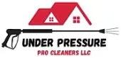 A logo featuring a red house icon above a black pressure washer wand and the text "UNDER PRESSURE PRO CLEANERS LLC".