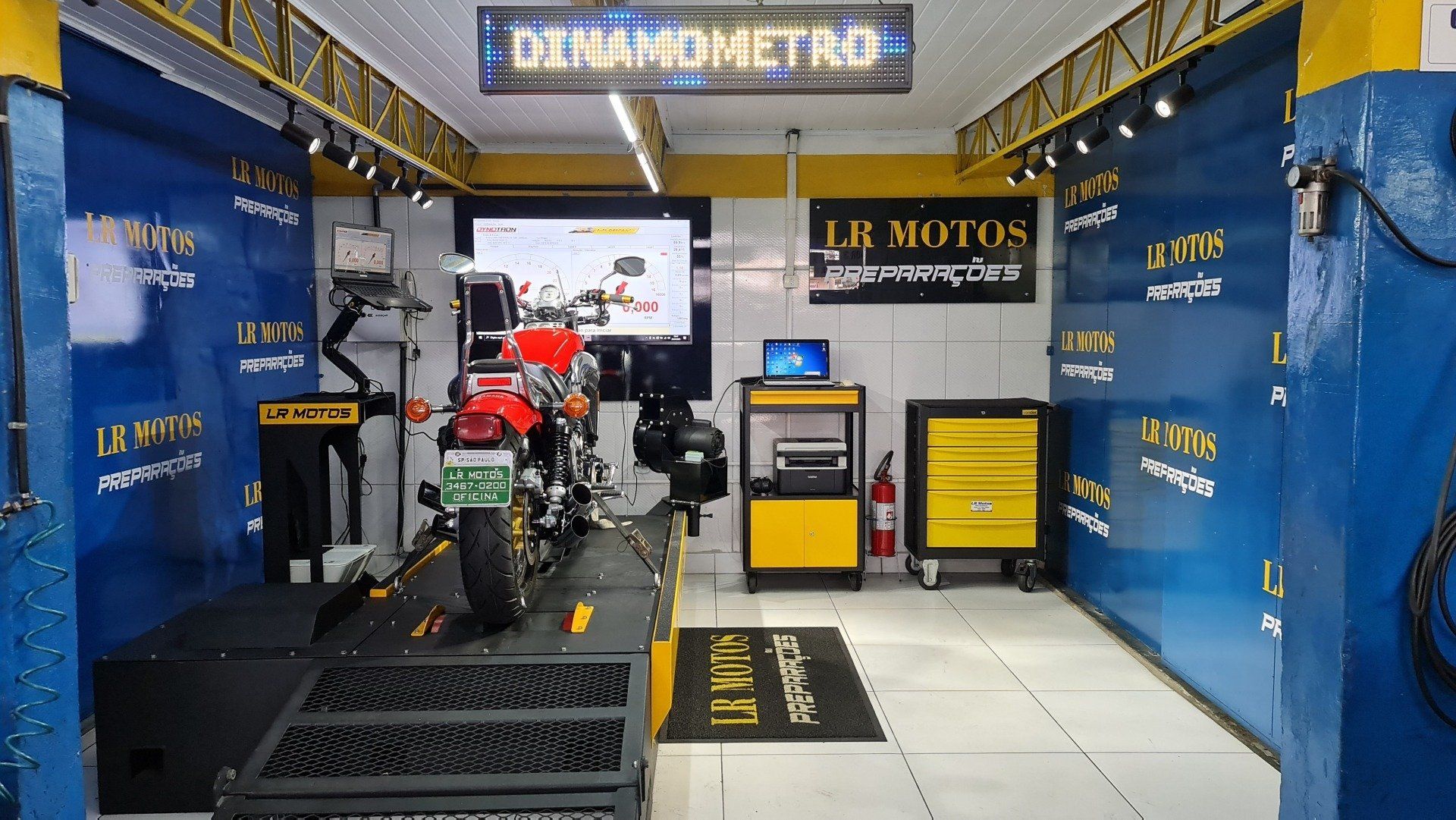 Dinamômetro para motocicletas atende todos os parâmetros de segurança e aferido para leitura e mapeamento das motocicletas.