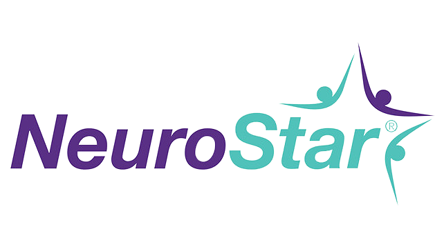 The logo for neurostar shows a person doing a yoga pose.