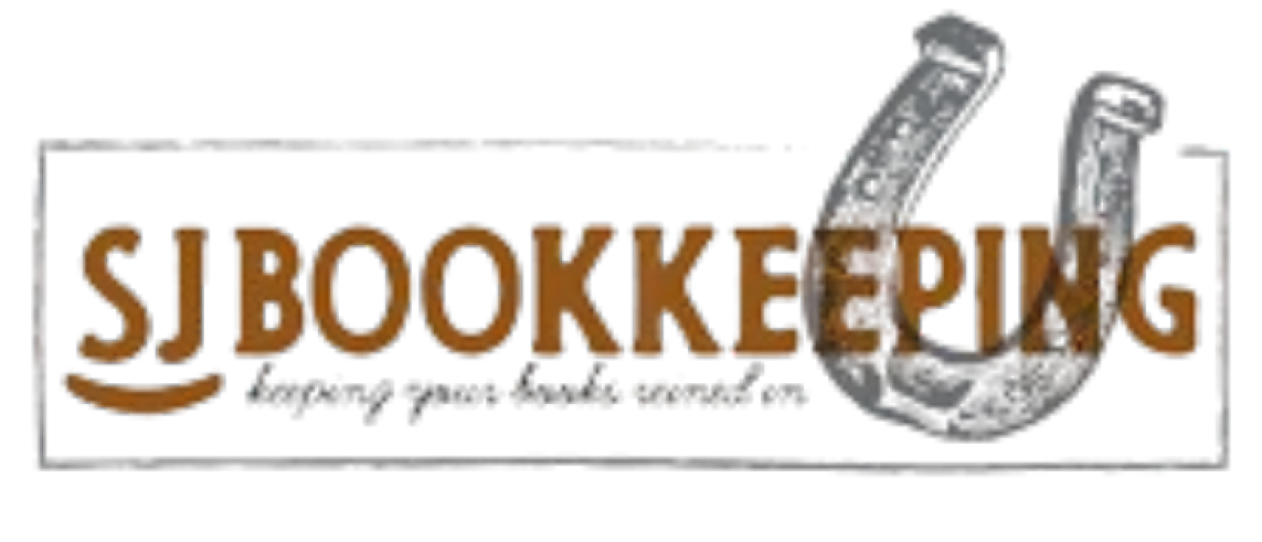 Logo for SJ Bookkeeping with a horseshoe and text 