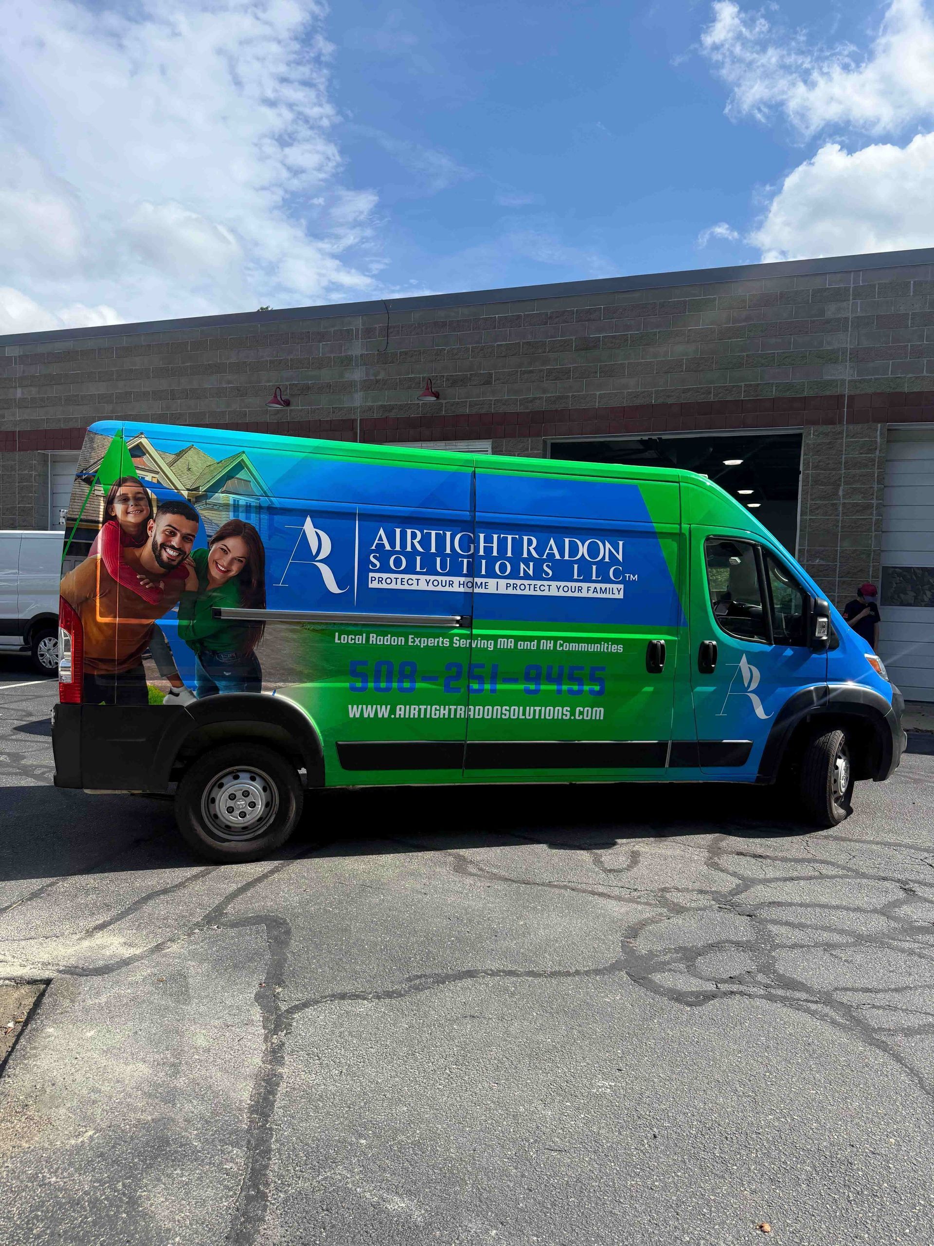 Brightly colored van with 