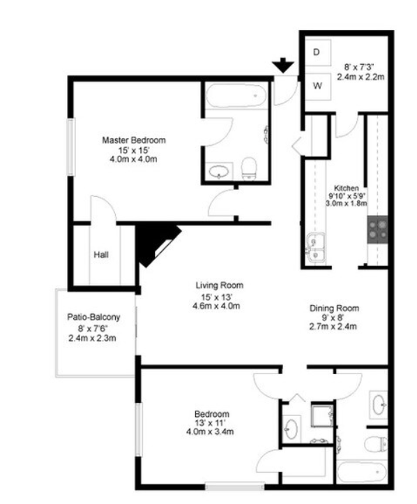 A black and white floor plan of a house