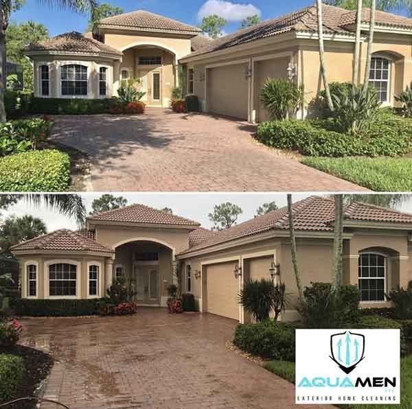 before and after pressure washing driveway