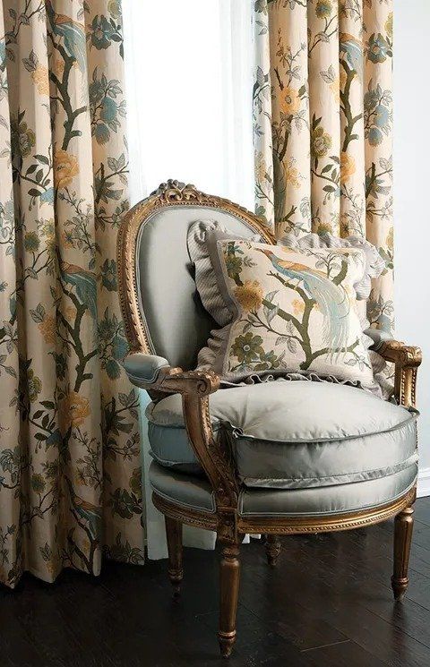 Chair With Beautiful Pillow and Curtain