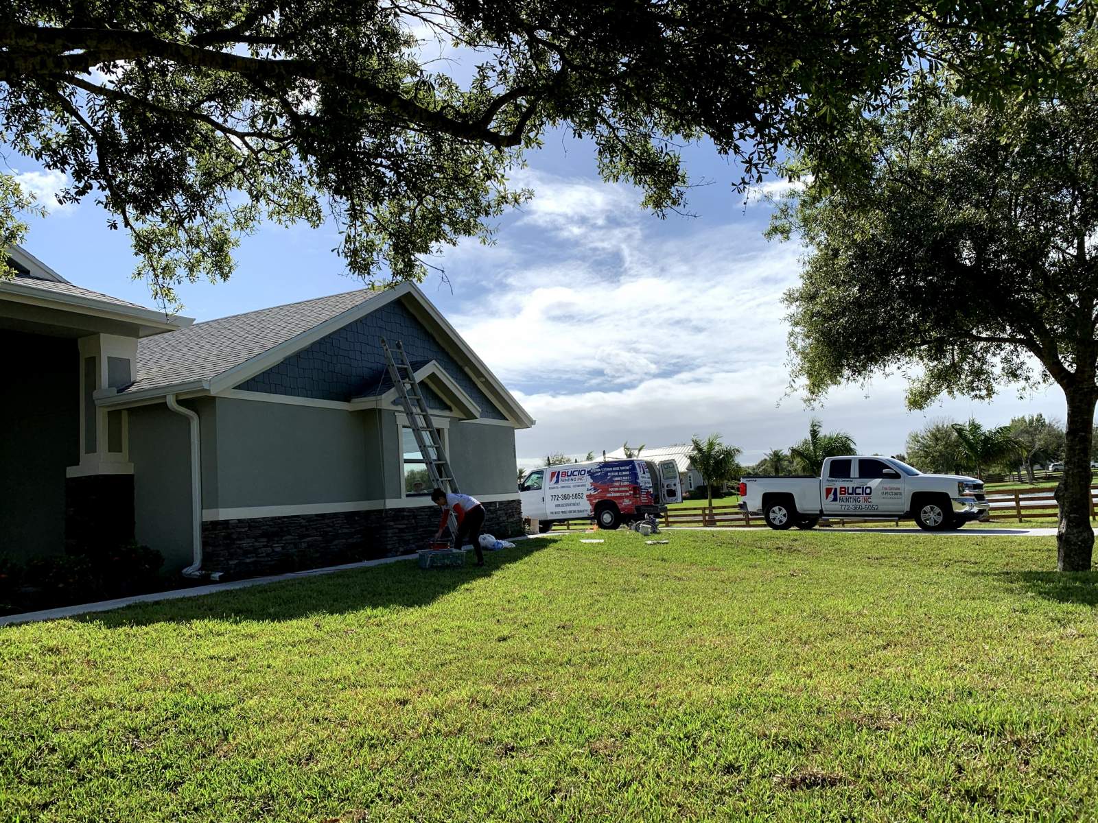 Home With Bucio Painting Truck in Front — Vero Beach, FL — Bucio Painting Inc.