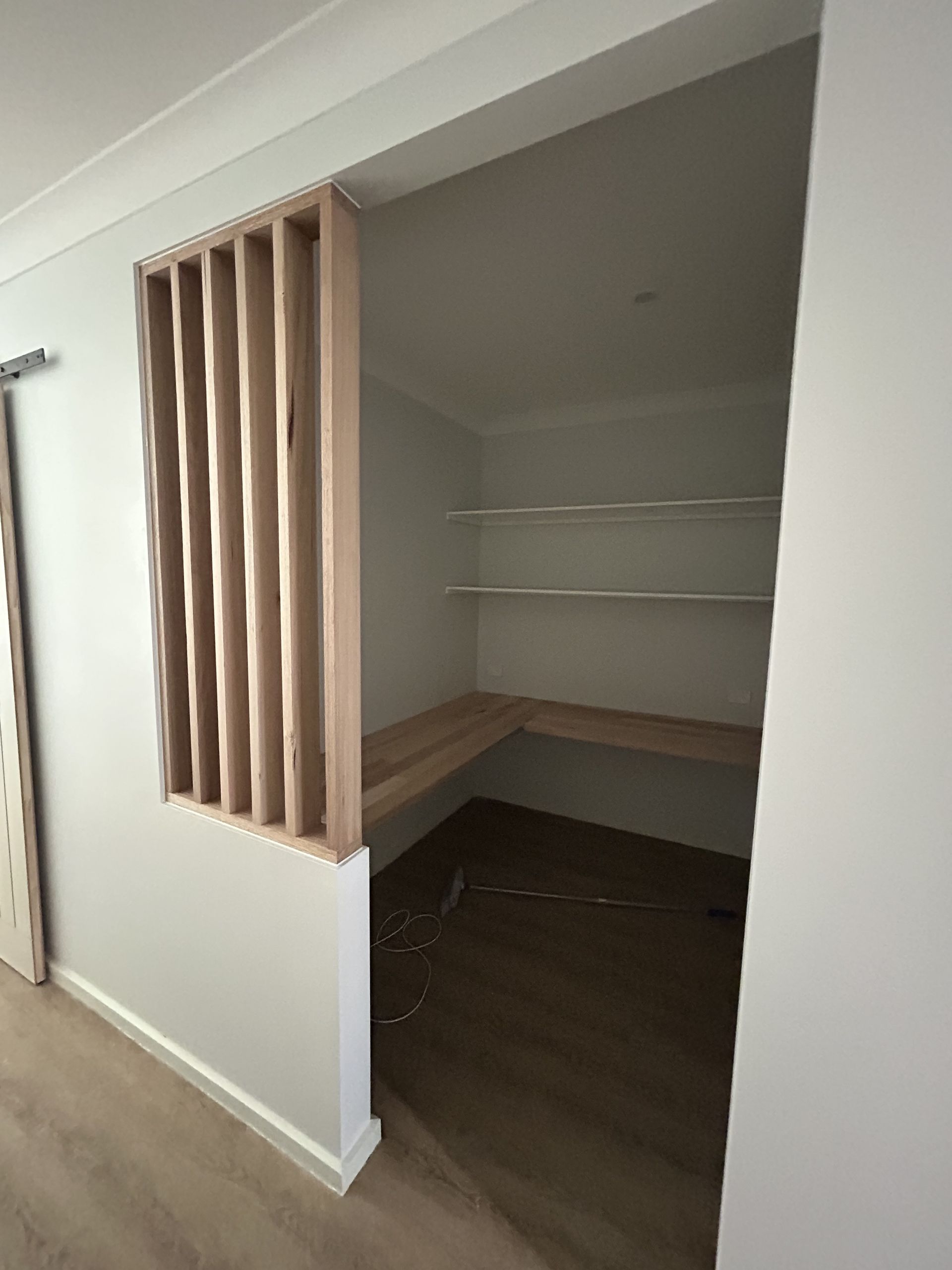 Open Pantry With Wooden Slat Screen — The Wright Way Building In North Albury, NSW