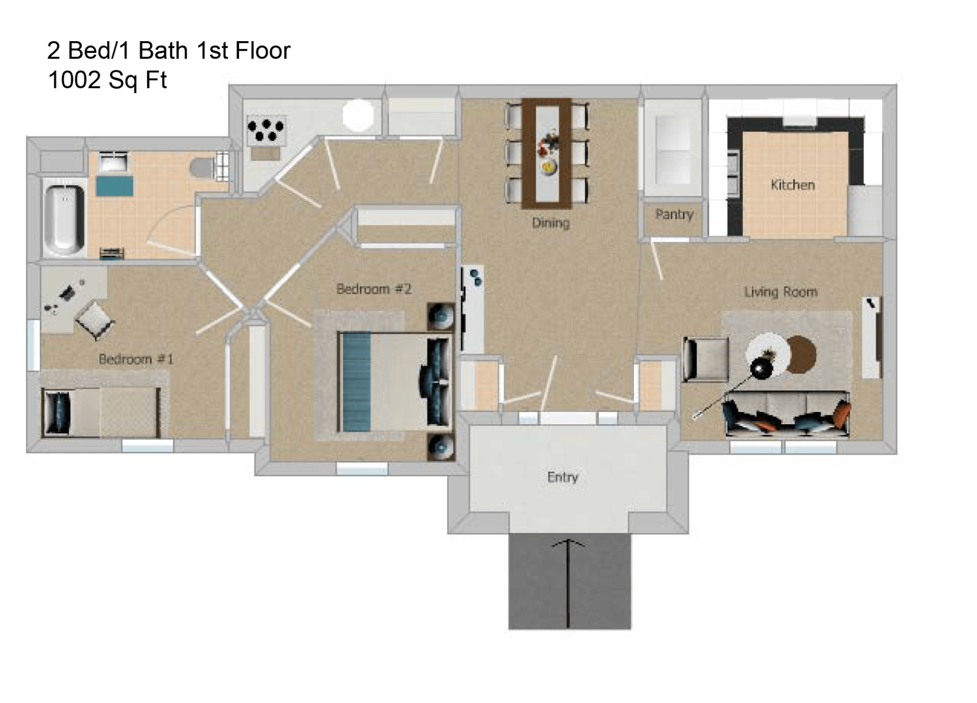 2 Bed 1 Bath 3D