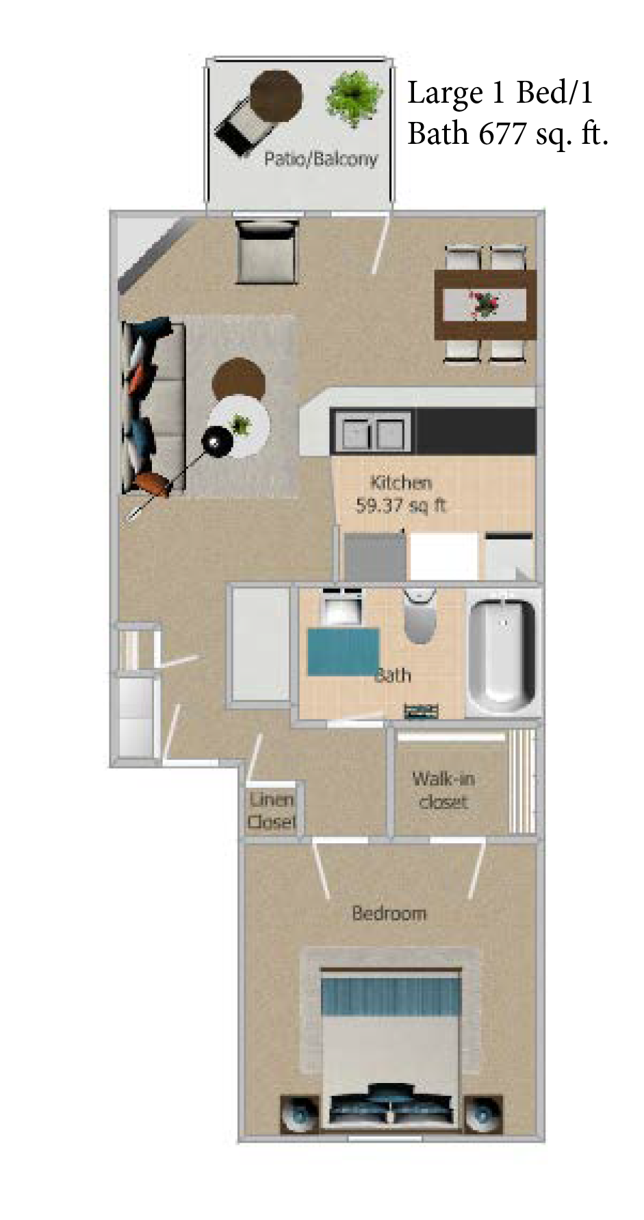 Large 1 Bedroom 3D