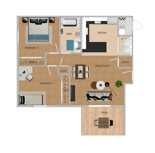 Sycamore Apartments Floorplan - color