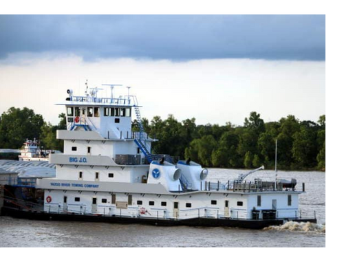 White and blue towboat, 