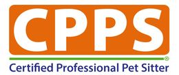 Logo for Certified Professional Pet Sitter: white letters CPPS on orange rectangle above green and blue lines of text.