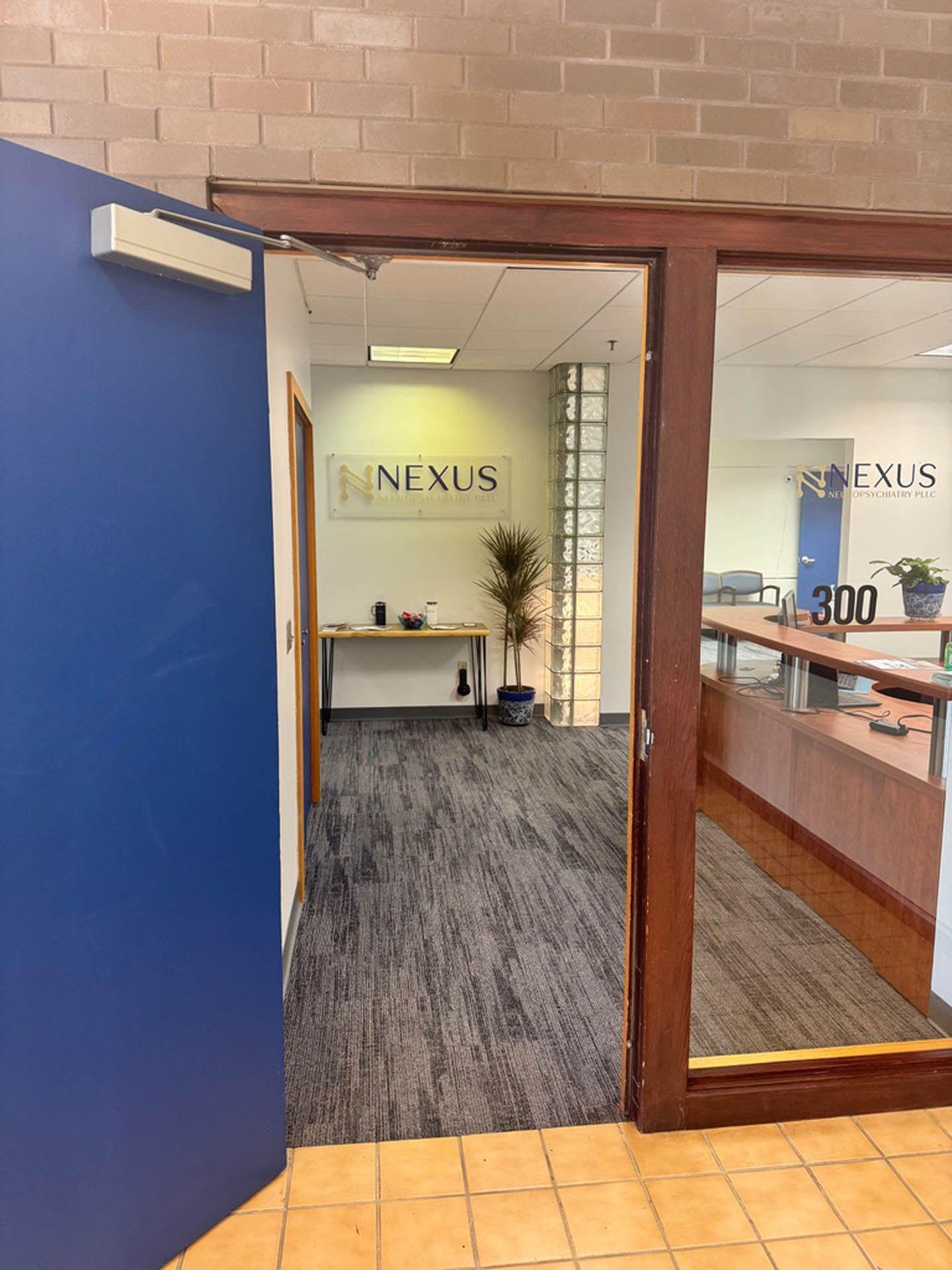 View into a business office. The word 