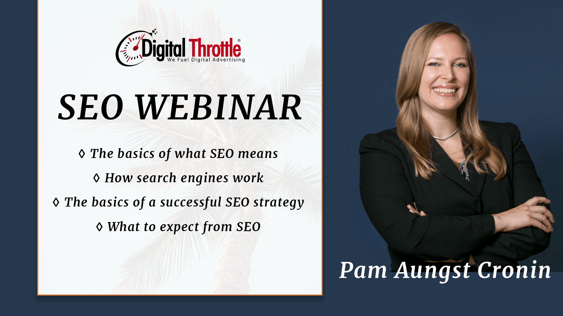 SEO Webinar with host Pam Aungst