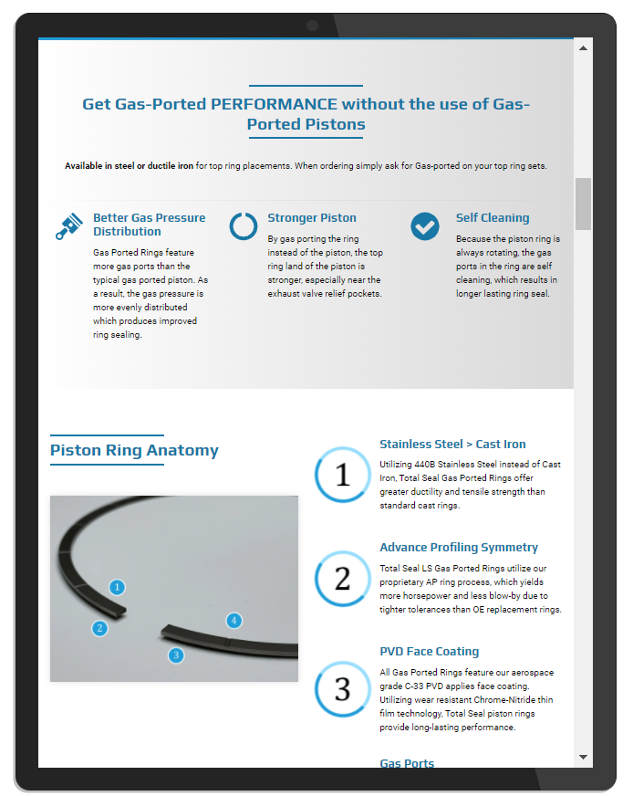 a tablet is open to a page that says `` get gas-powered performance without the use of gas-powered pistons '' .