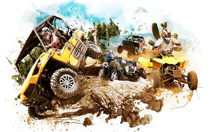 a group of people are riding atvs and utv in the mud  we are experts reaching utv riders with online ads