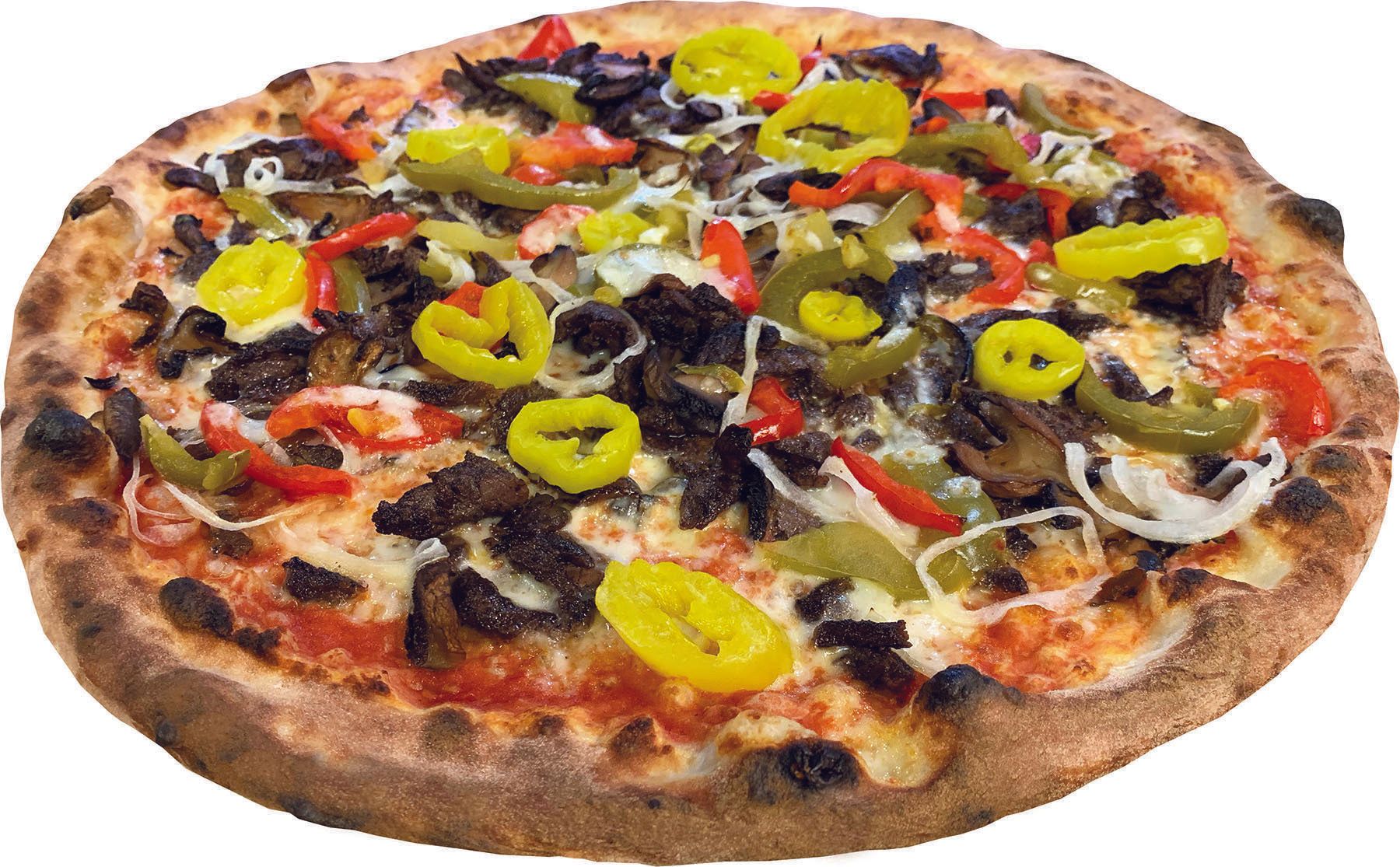 A pizza with a lot of toppings on it