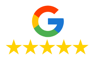 A google logo with five stars around it