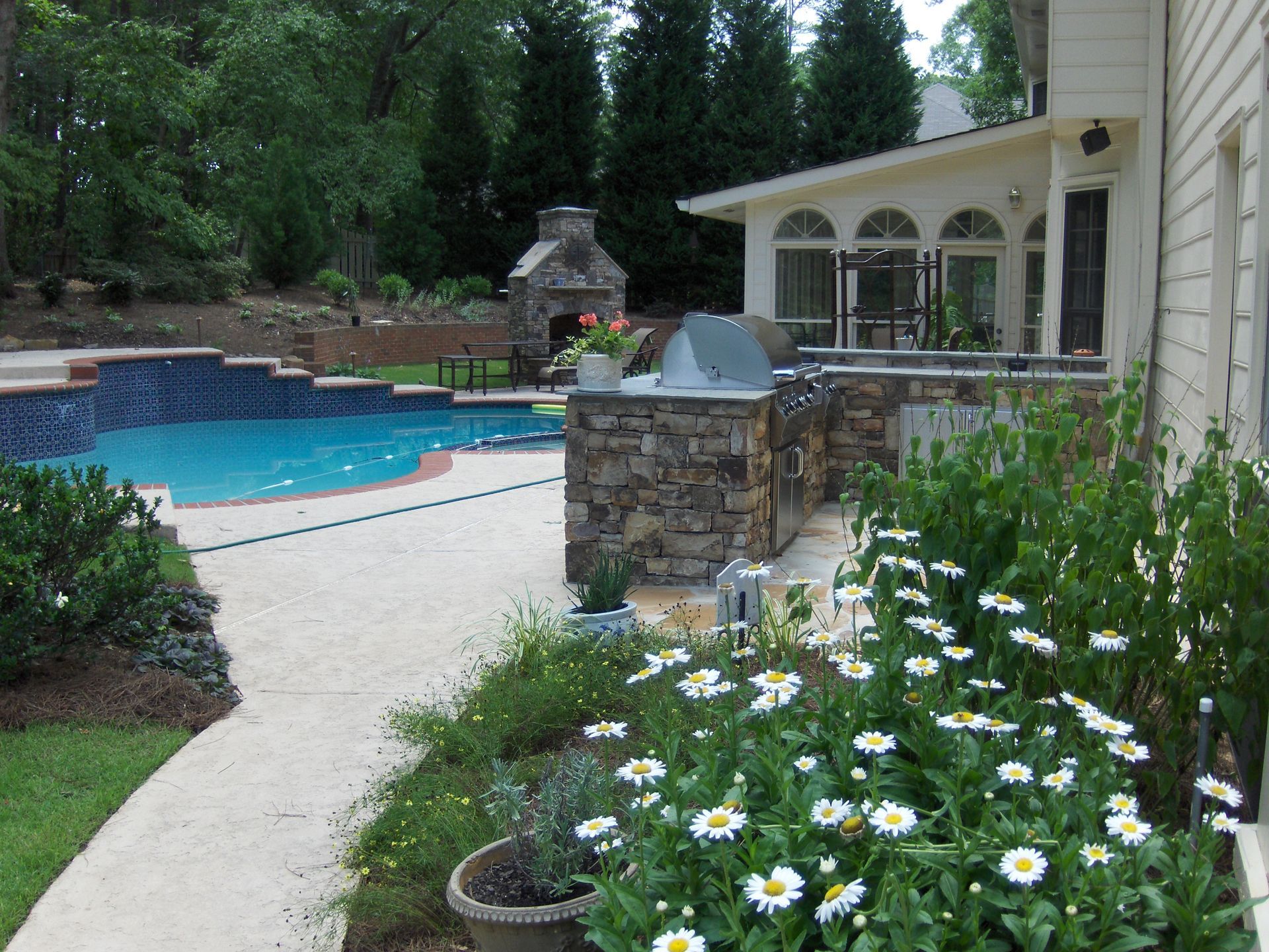 A house with a swimming pool in the backyard