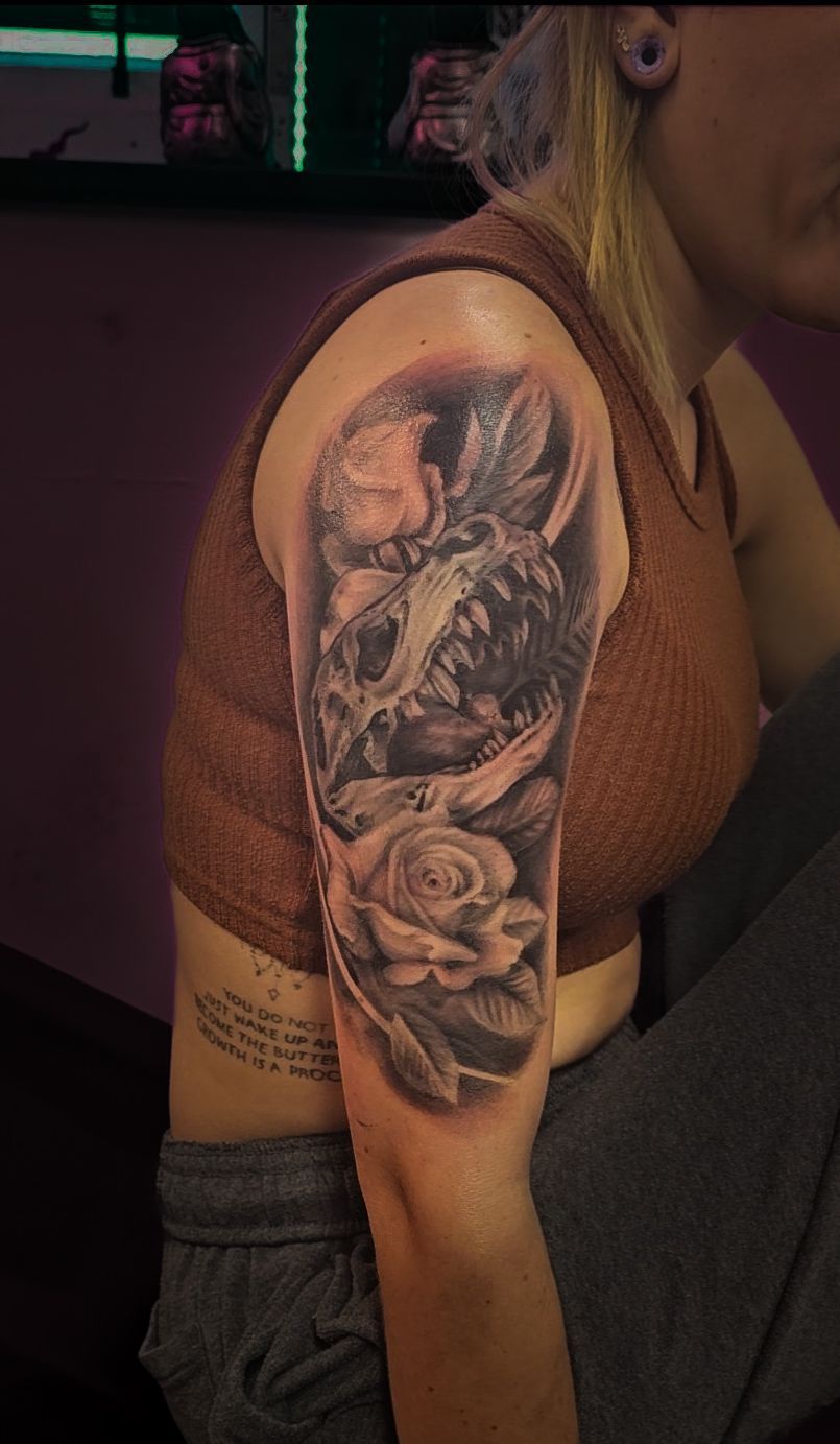 Black & White Animal Skull Tattoo
