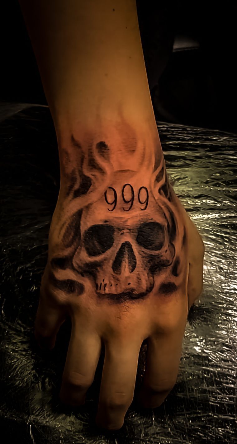 Black & White Skull Tattoo