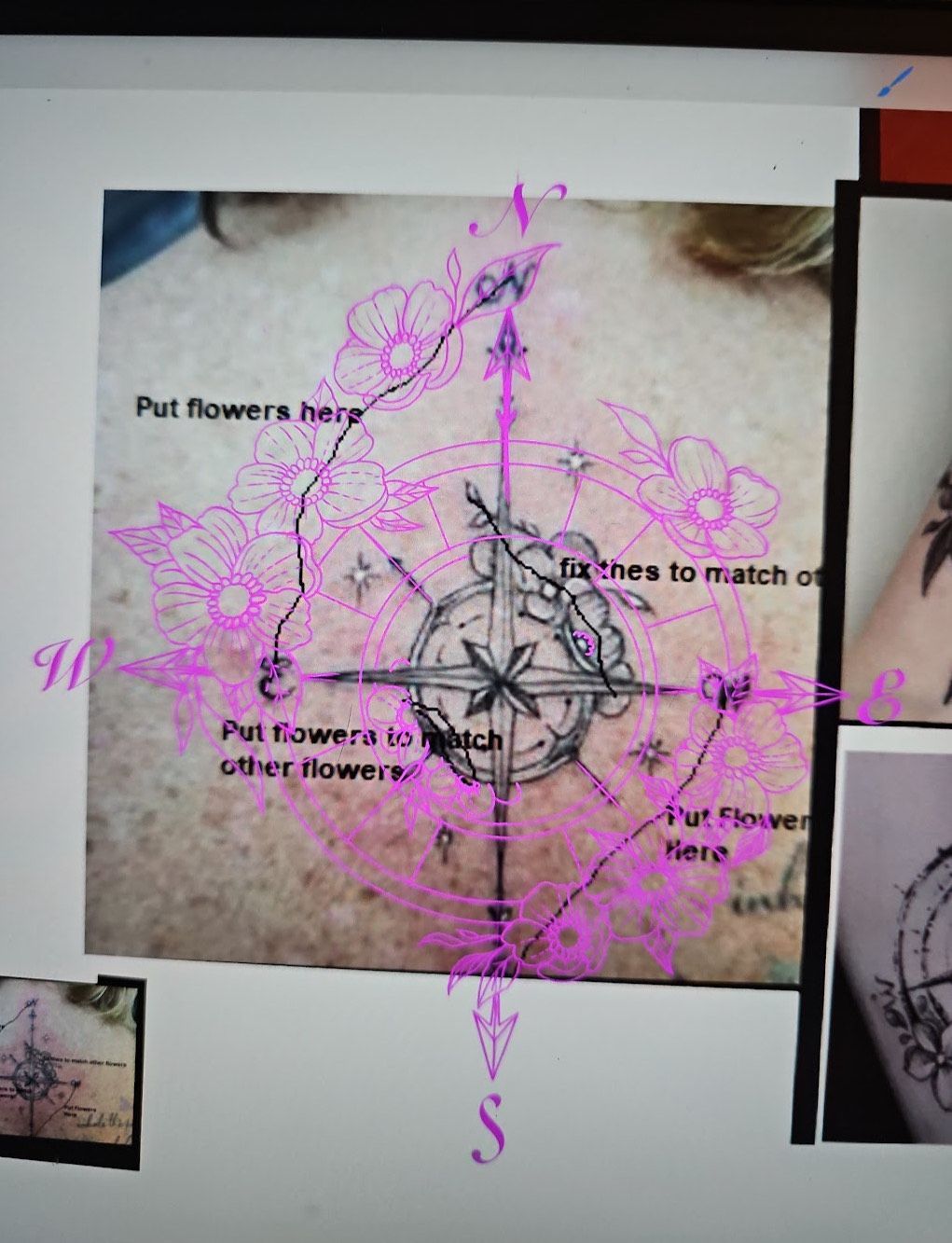 Cover-up Compass Tattoo Before