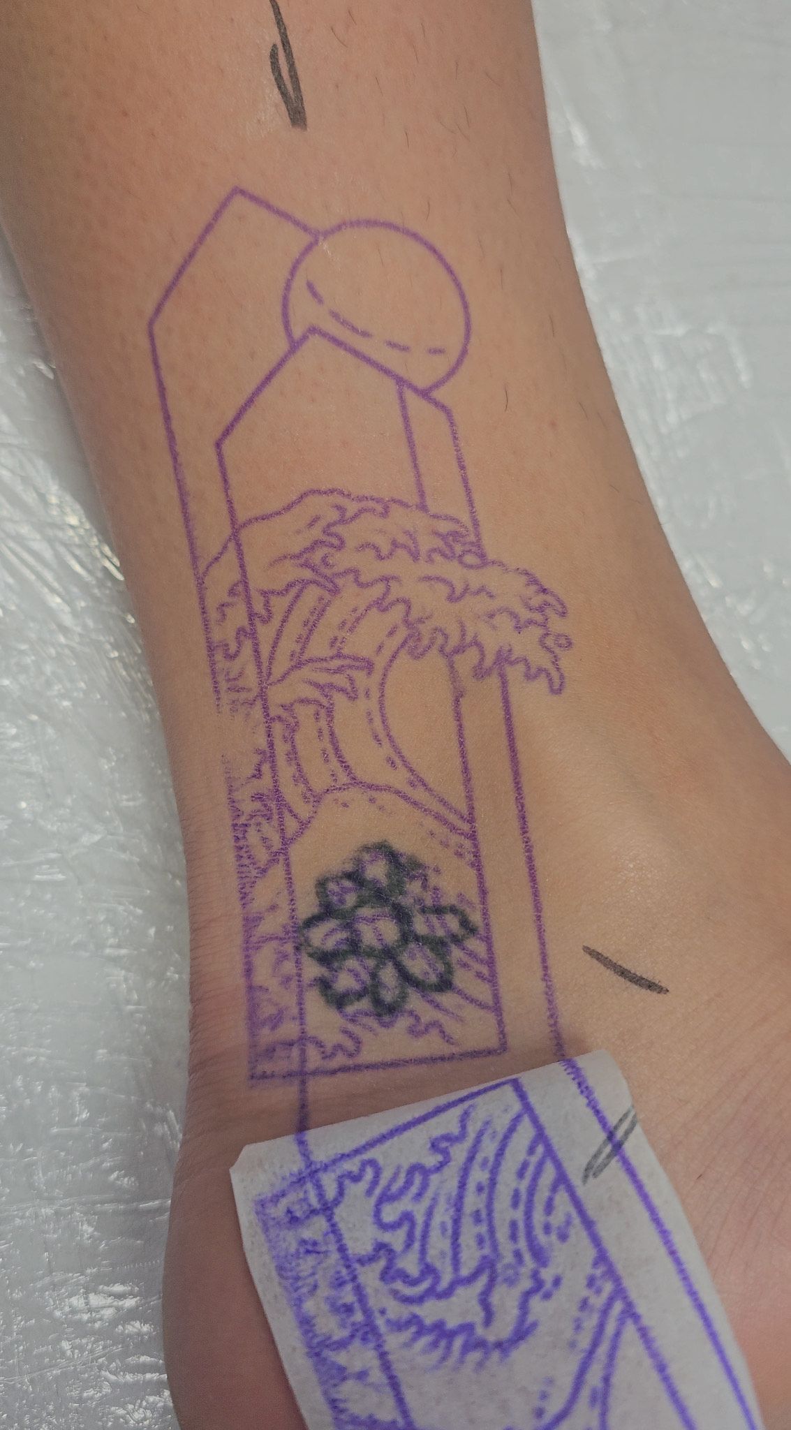 Cover-up Wave Tattoo Before