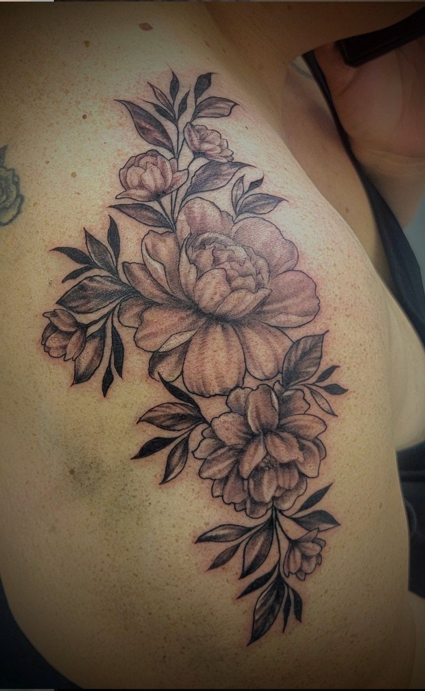 Fine Line Flowers Tattoo