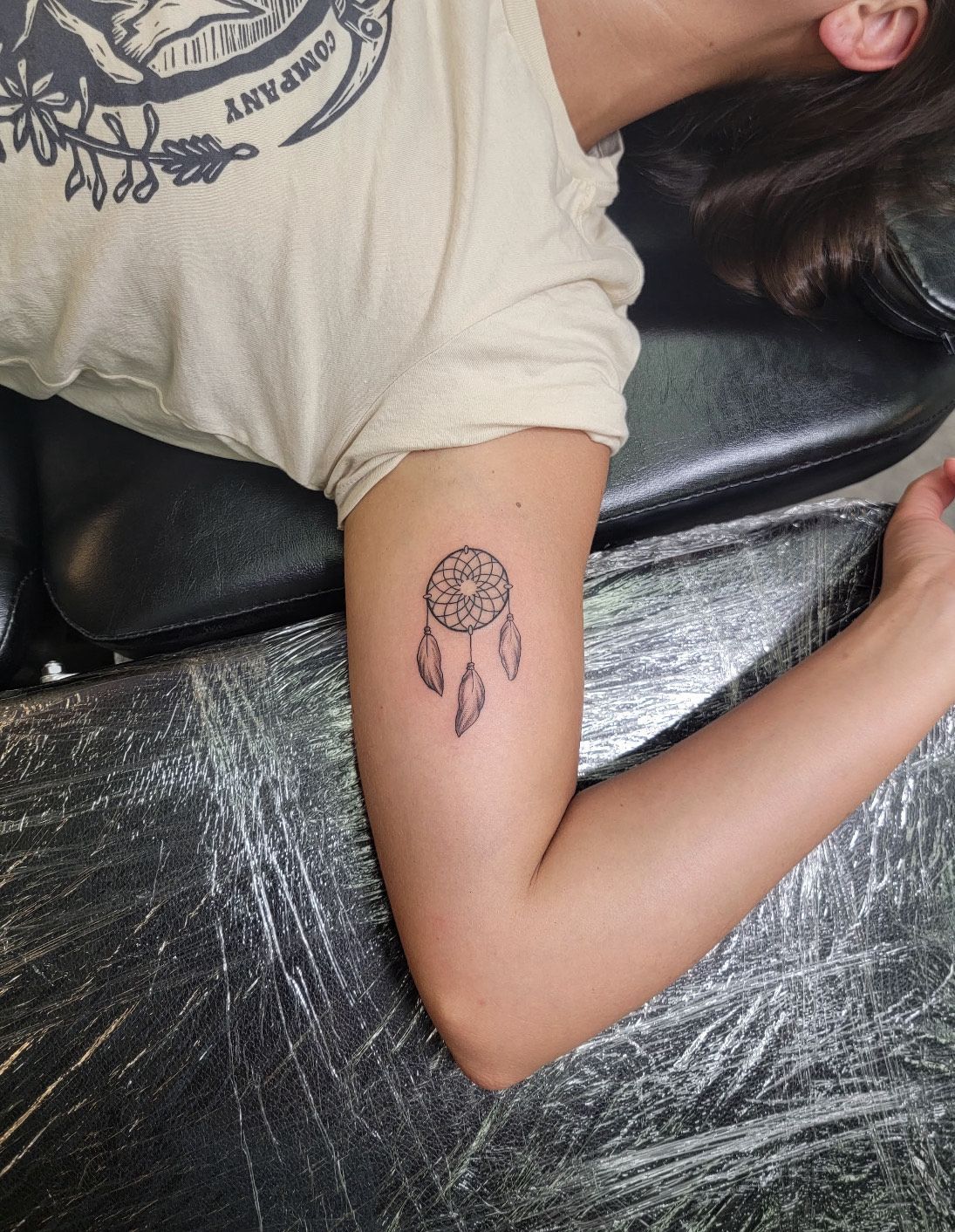 Fine Line Dream Catcher Tattoo