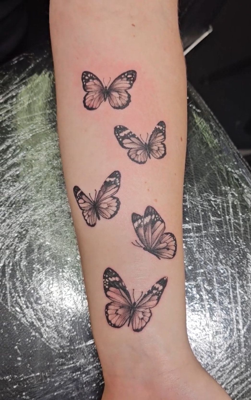 Fine Line Butterflies Tattoo