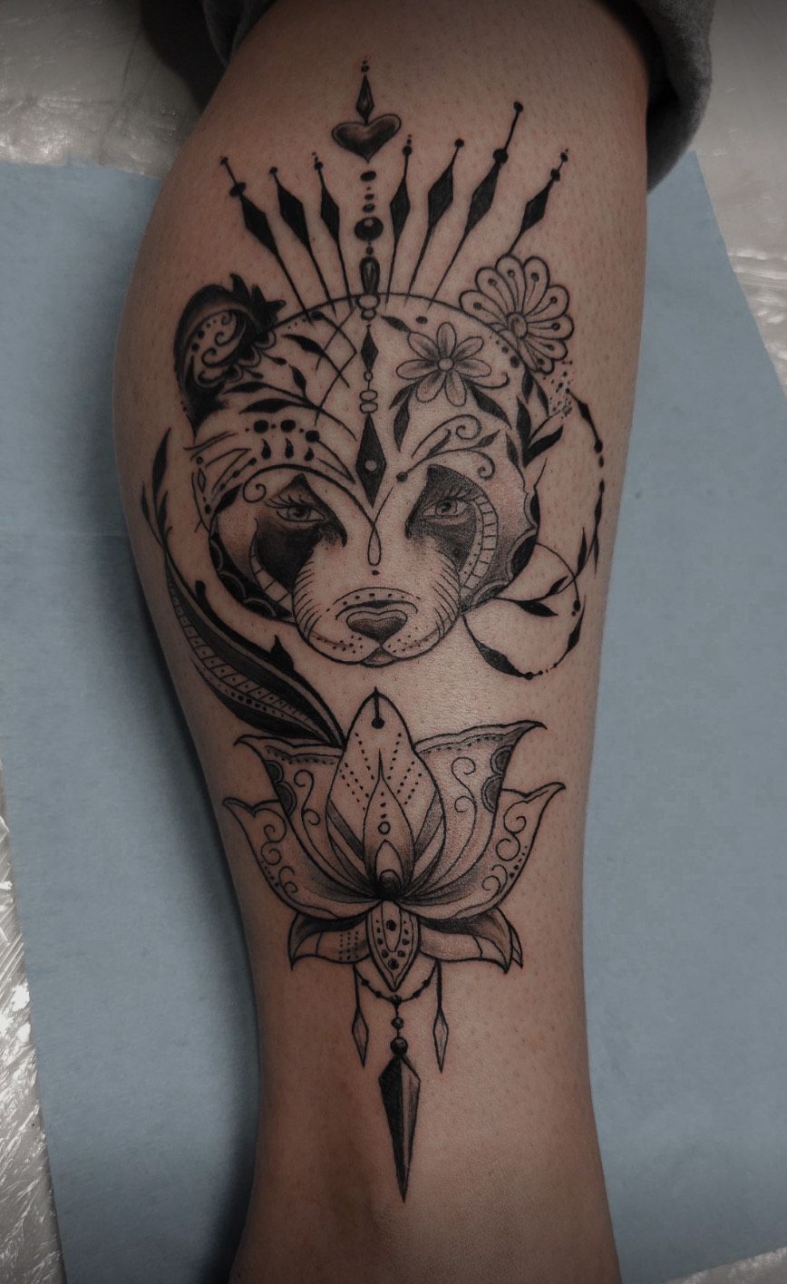 Fine Line Bear Tattoo