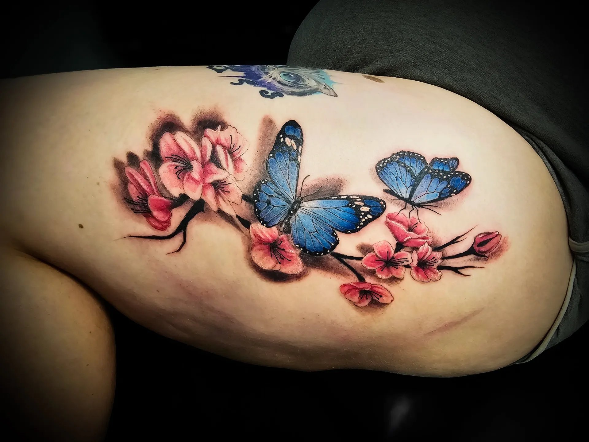 Color Flower & Butterflies Tattoo