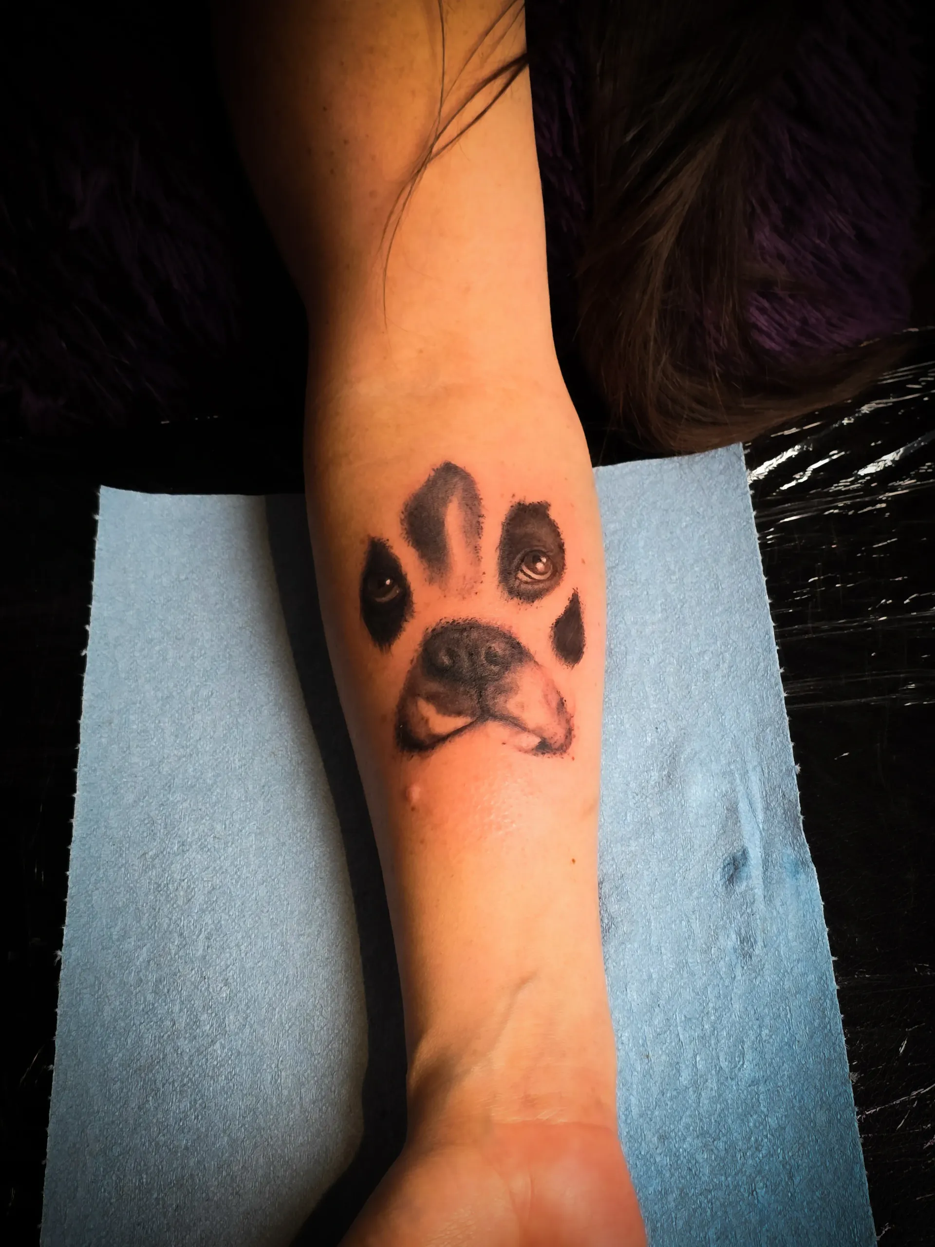Black & White Paw Tattoo