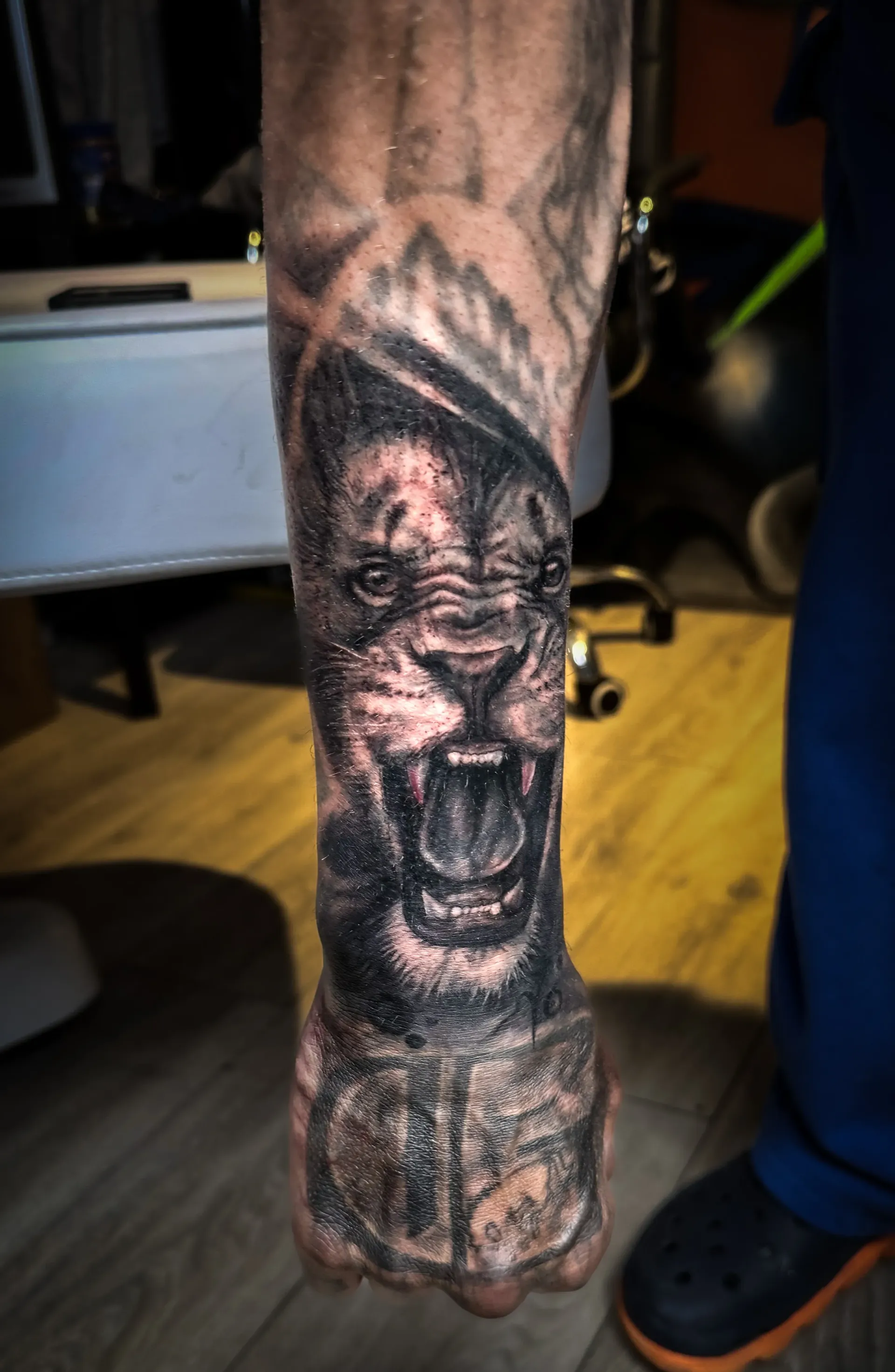 Black & White Lion Tattoo