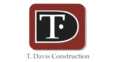 A black and white logo for t. davis construction