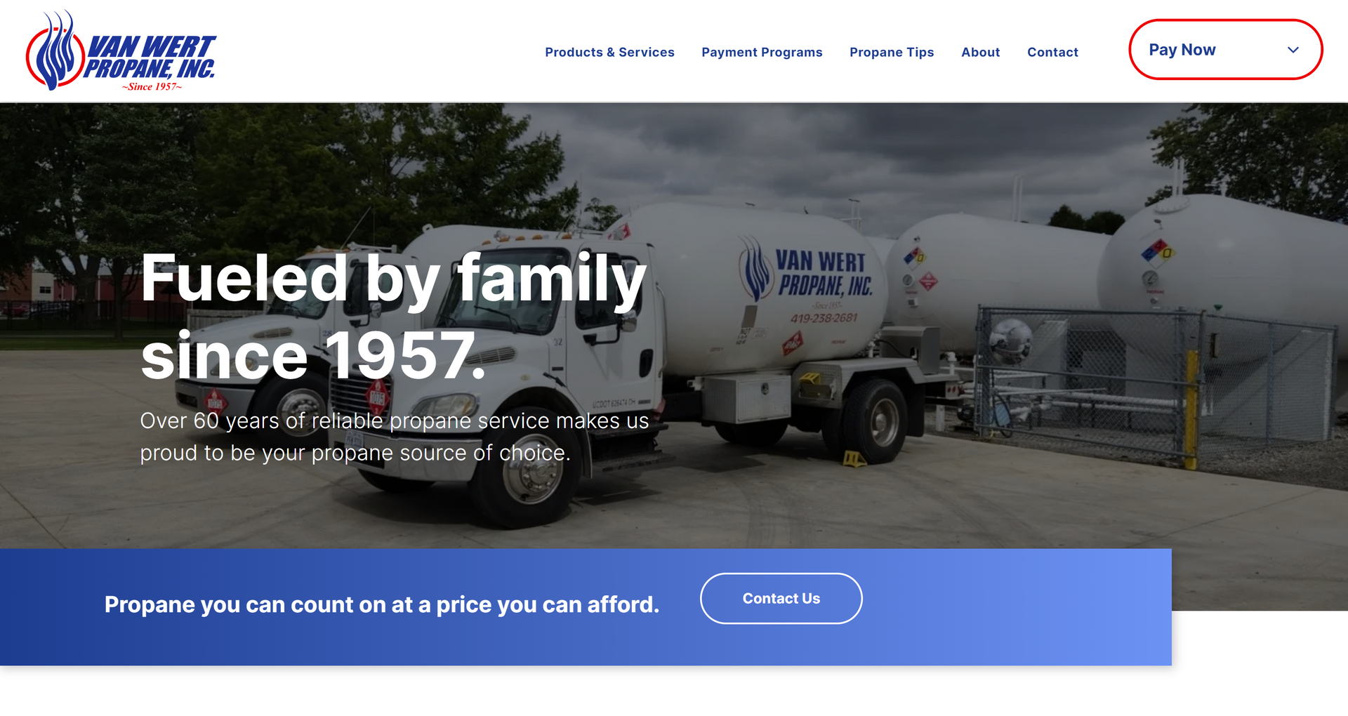 website built for a propane company