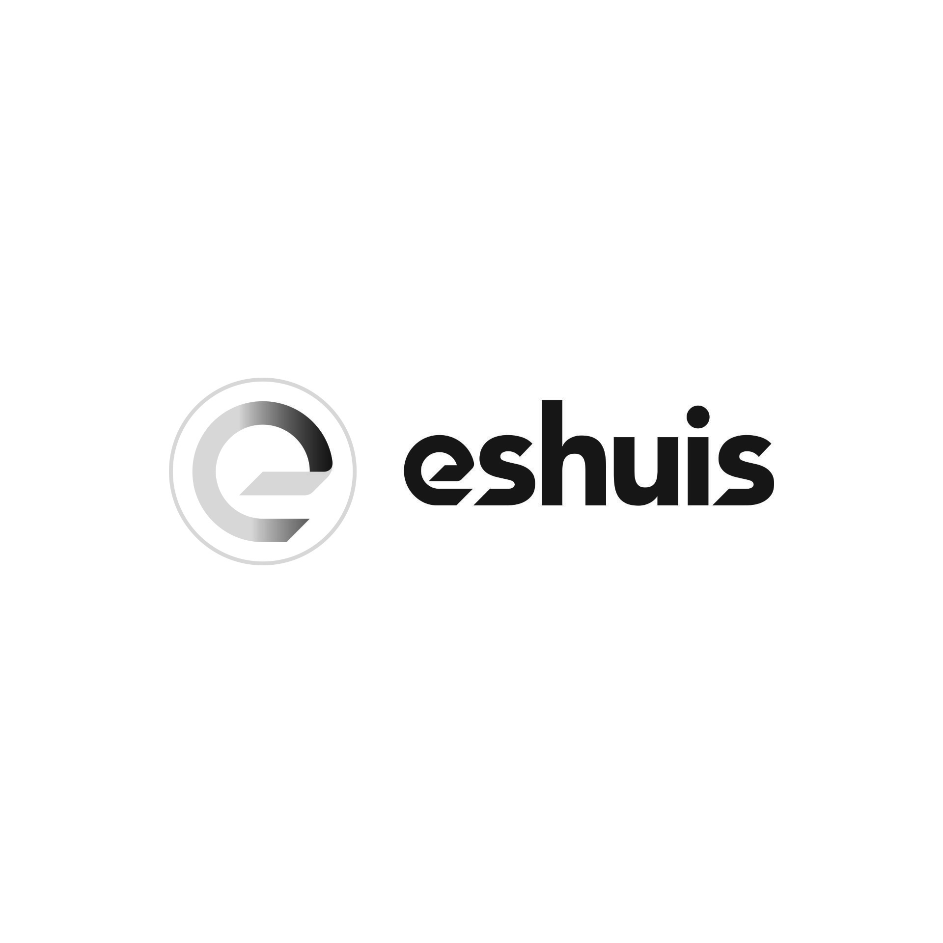 Een zwart-wit logo voor eshuis op een witte achtergrond.
